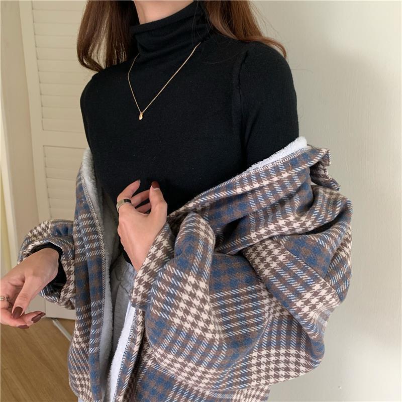 Women's Plaid Long-Sleeve Fleece-Lined Wool Shirt-Coat for Autumn/Winter 2025 – New Design, Niche and Versatile