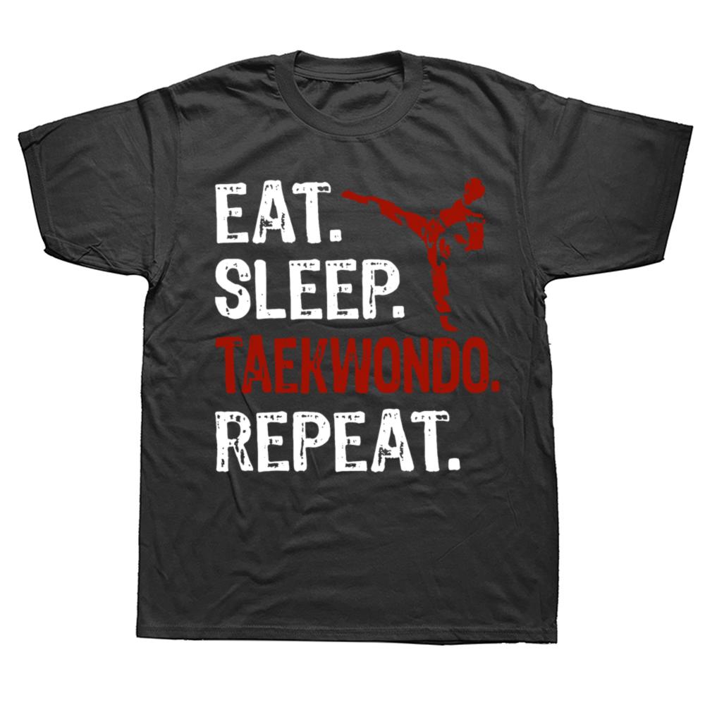 

Funny Eat Sleep Taekwondo Repeat Graphic T-shirts Men Women s Fashion Casual Tshirt 100% Cotton Loose Oversized T Shirt Summe... S разноцветный