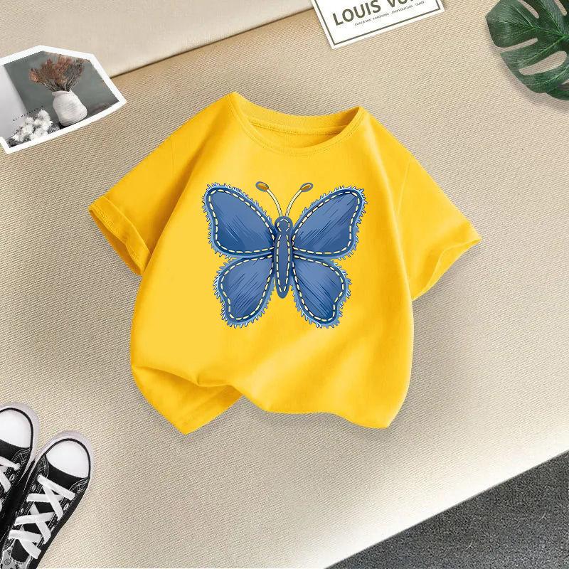 T-shirt décontracté à manches courtes pour enfants - T-shirt d'été ample pour filles avec nœud