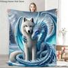 3D Wolf Dragon Picture Cartoon Blanket,Soft Throw Blanket for Home Bedroom Bed Sofa Picnic Travel Office Cover Blanket Kids