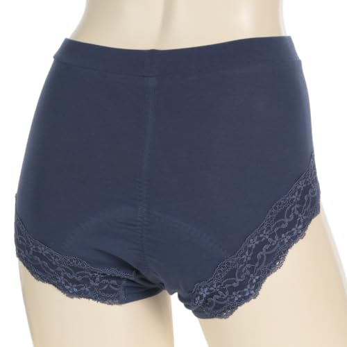 Atsugi Shefree Women's Sanitary Panties, Heavy Flow, Lace Leg Openings, Cotton Blend, Winged Pad Compatible, French Navy, 87431AS