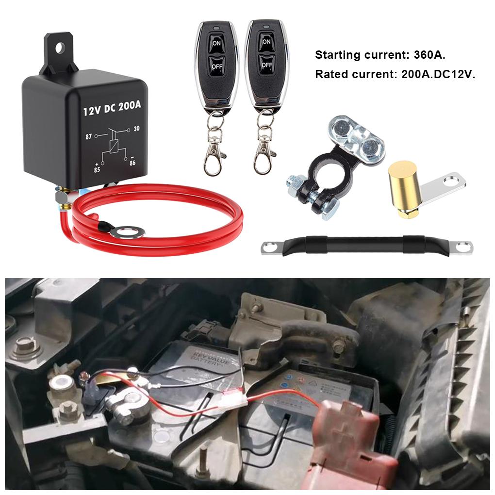 Battery Switch Relay 200A DC 12V Remote Control Battery Disconnect Cut Off Isolator Switch Anti-Theft with Remote Control Switch