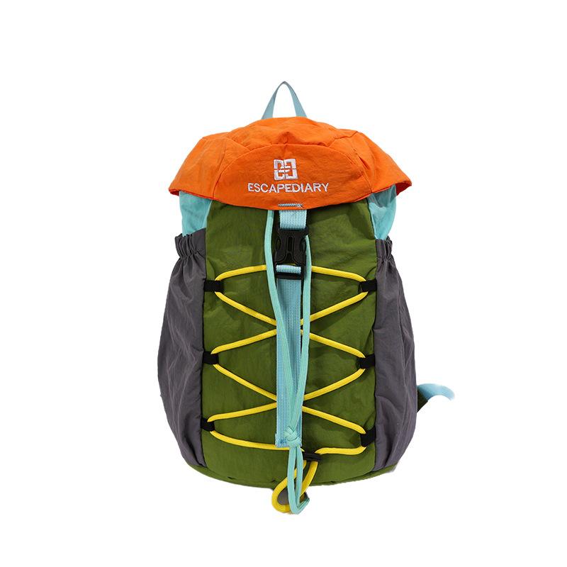 Schoolbag Outdoor Lightweight Contrast Small Backpack Women's Sports and Leisure Drawstring Mountaineering Bag College Student Travel Backpack