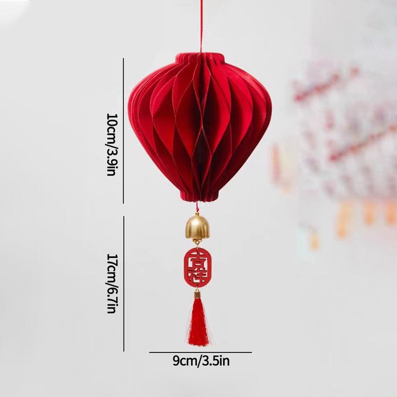 3D Chinese New Year Decorations 2026 Spring Festival Honeycomb Lucky Hanging Ornament Paper Lanterns Ornament with Bell Decor