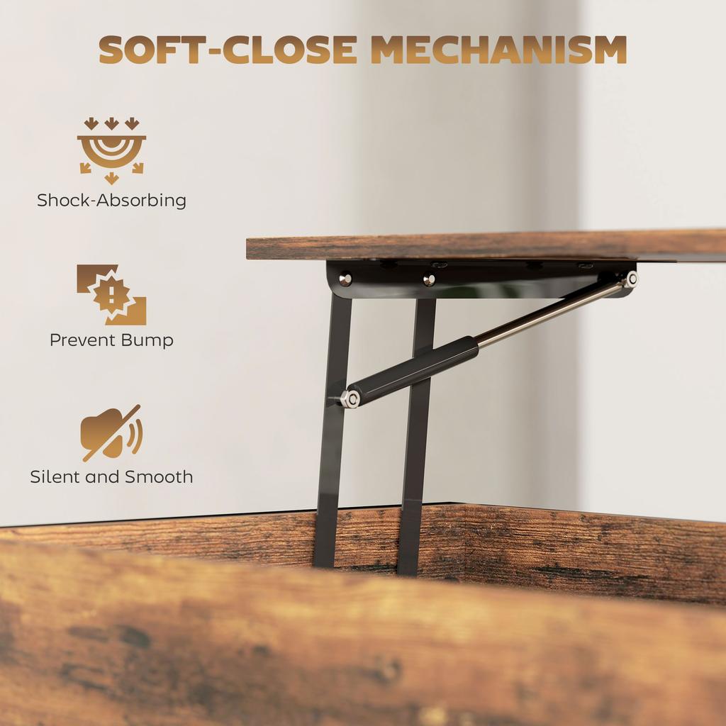 Lift Top Coffee Table With Storage Rustic Brown