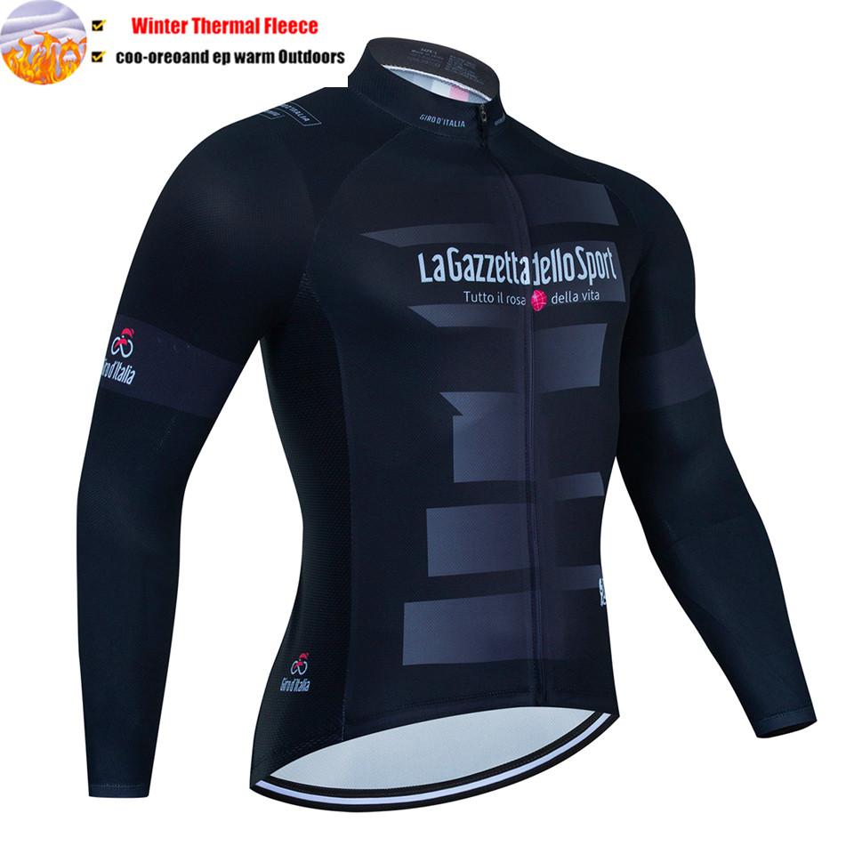 2027 Tour De Italia Giro Invernale Termico Pile Manica Lunga Maglia Ciclismo Set Salopette Ciclismo Abbigliamento Bicicletta MTB Bici