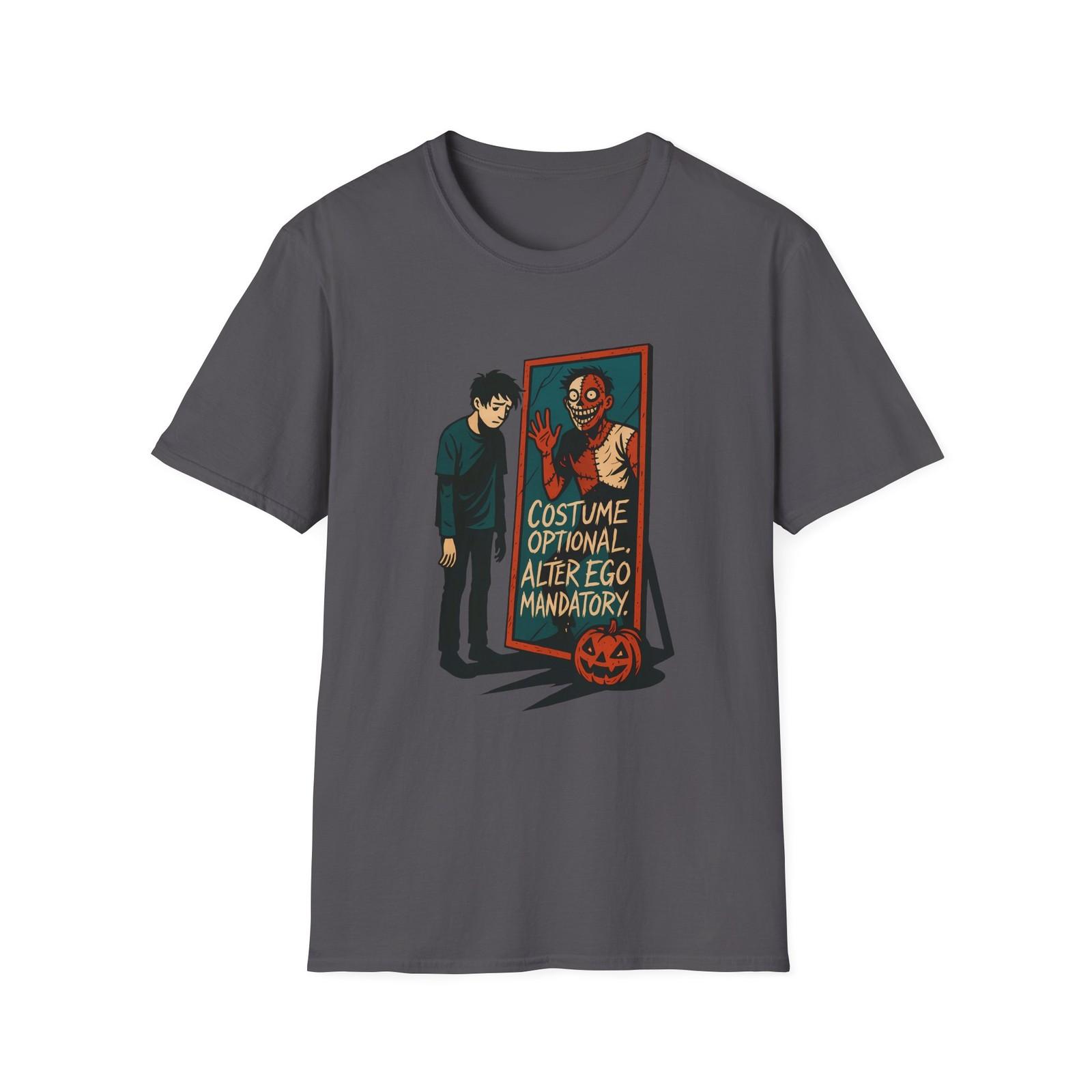 Unisex Softstyle T-Shirt Mens Womens Tees Top Halloween Monster Mirror Pumpkin Emotional Costume S