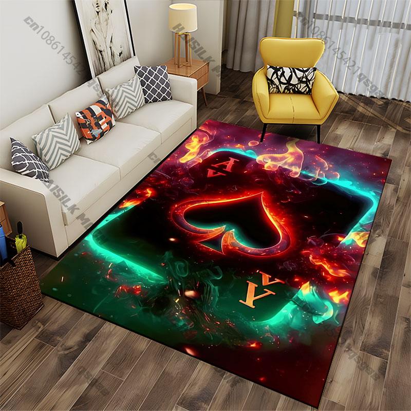 Fiery Glowing Ace of Spades Carpet Yoga Living Room Room Decor Children's Crawling Mat Doormat Area Rug Games Mat