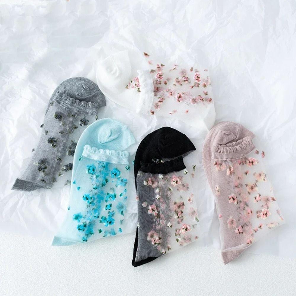 Breathable Crystal Glass Silk Socks Silk Short Socks High Quality Lastic Socks