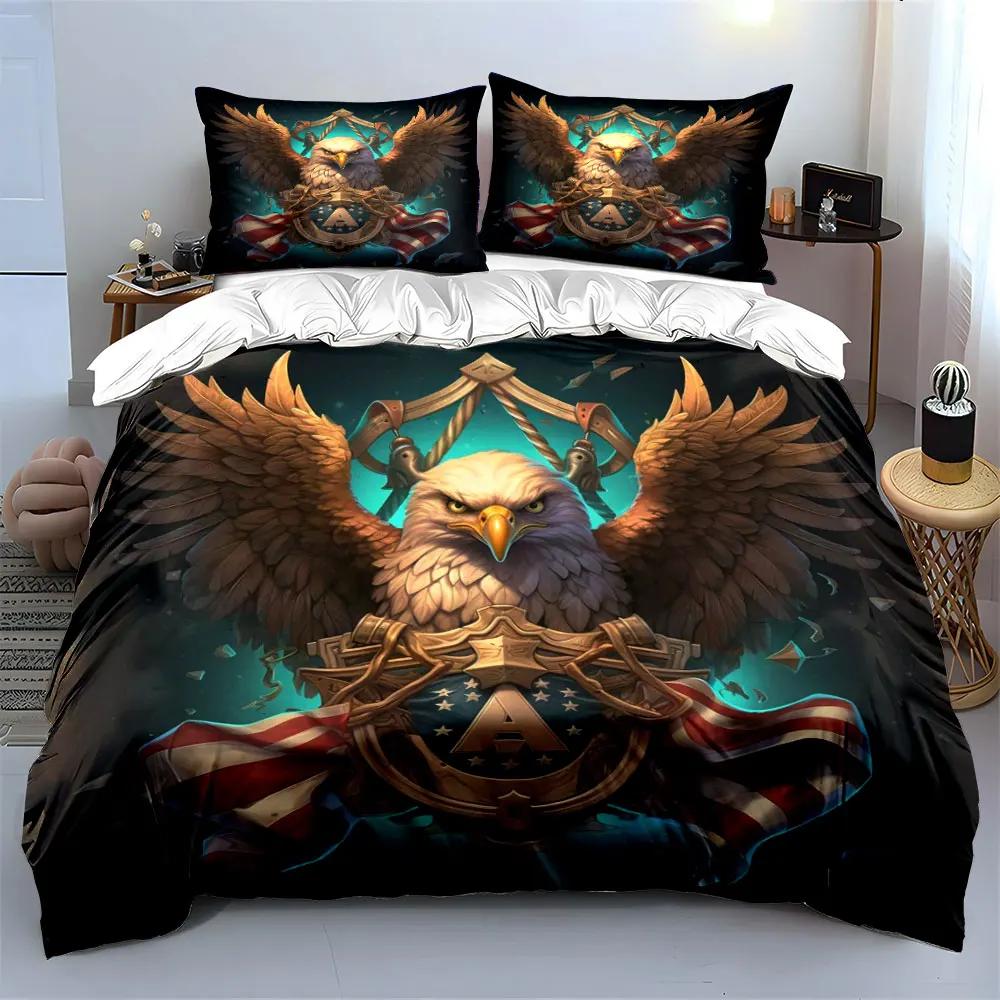 "Patriotic Eagle Crest Set" Multiple sizes kid's and adults' bedroom Exquisite 3PC bedding set gift