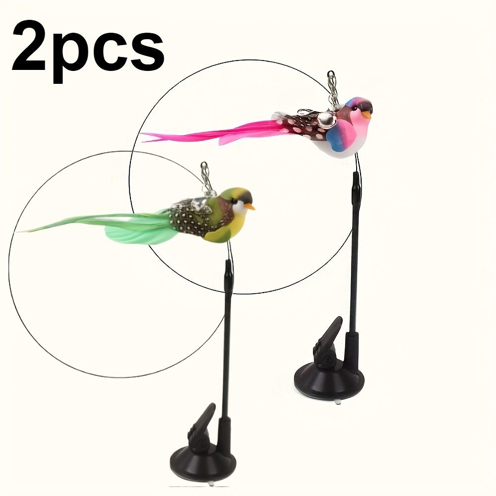 

Cat Teaser Toy Wand Cat Toy Removable Suction Double Simulated Chirping Bird Game 2 In 1 For Weight Management Agility Training