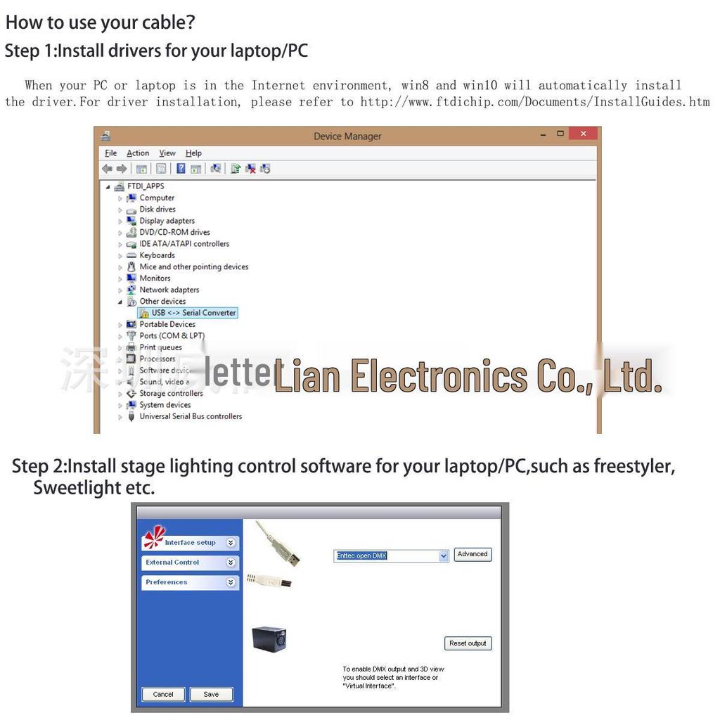 USB to DMX512 RS485 Stage Lighting Control and Debugging Cable