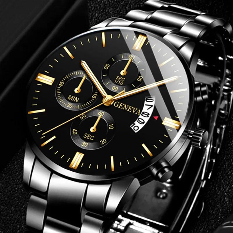 1/2pcs Luxury Men Business Watch Stainless Steel Calendar Big Dial Watches for Men Fashion Sports Casual Quartz Wristwatch Clock