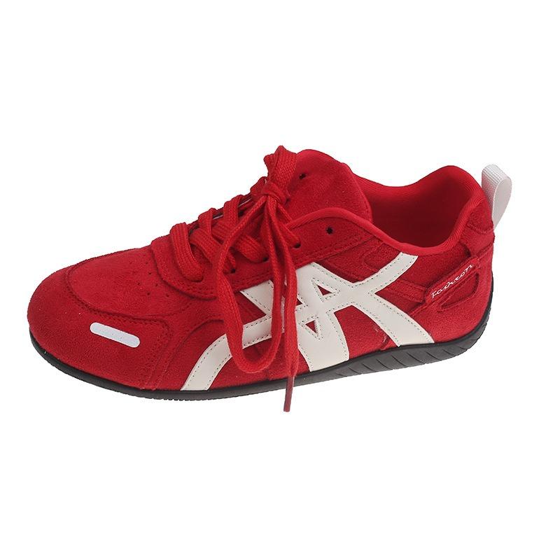 Red strap women's autumn new casual board shoes flat student sneakers