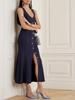 European & American Women's Elegant Knit U-Neck Vest Dress - Slimming Long Spring/Summer Design