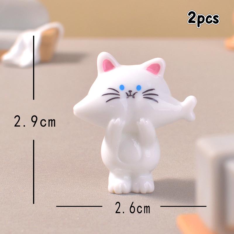 2Pcs Cartoon Cat Miniature Figurine Ornament Desk Decoration Home Ornament Creative Diy Home Decoration Accessories Gifts