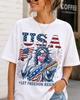 USA Let Freedom Reign Graphic Tee – Patriotic Statue Liberty Shirt, 4th of July Unisex T-Shirt, Cute America Fireworks Tee
