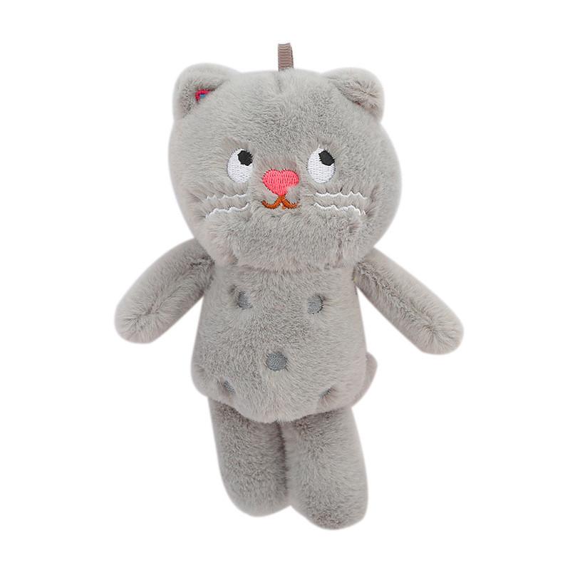 Fluffy Polka Dot Cat Plush Toy Keychain Available In Pink Grey Brown And Hues Cream