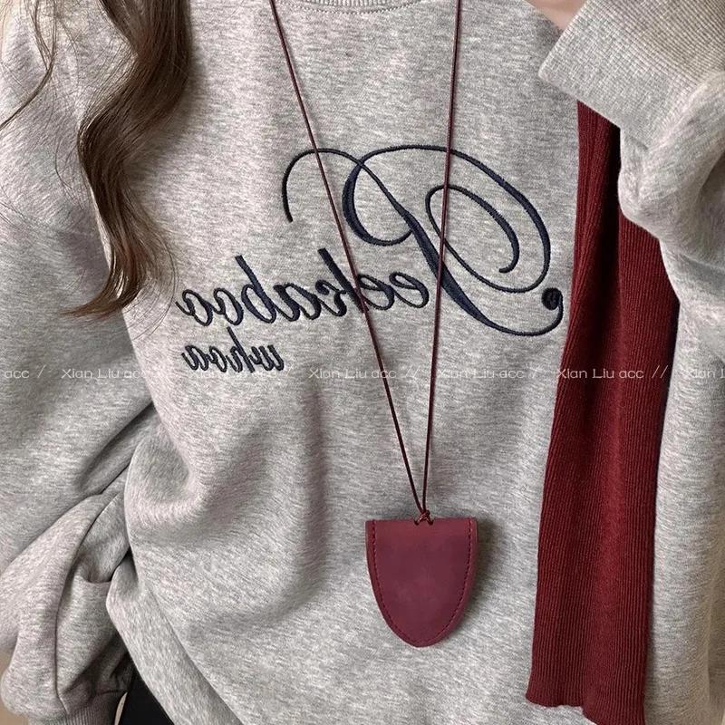 Vintage Style Leopard Print Leather Neck Hanging Sun Glasses Clip On Eyeglasses Chain Storage Necklace Women's Hanging Rope Sweater Chain