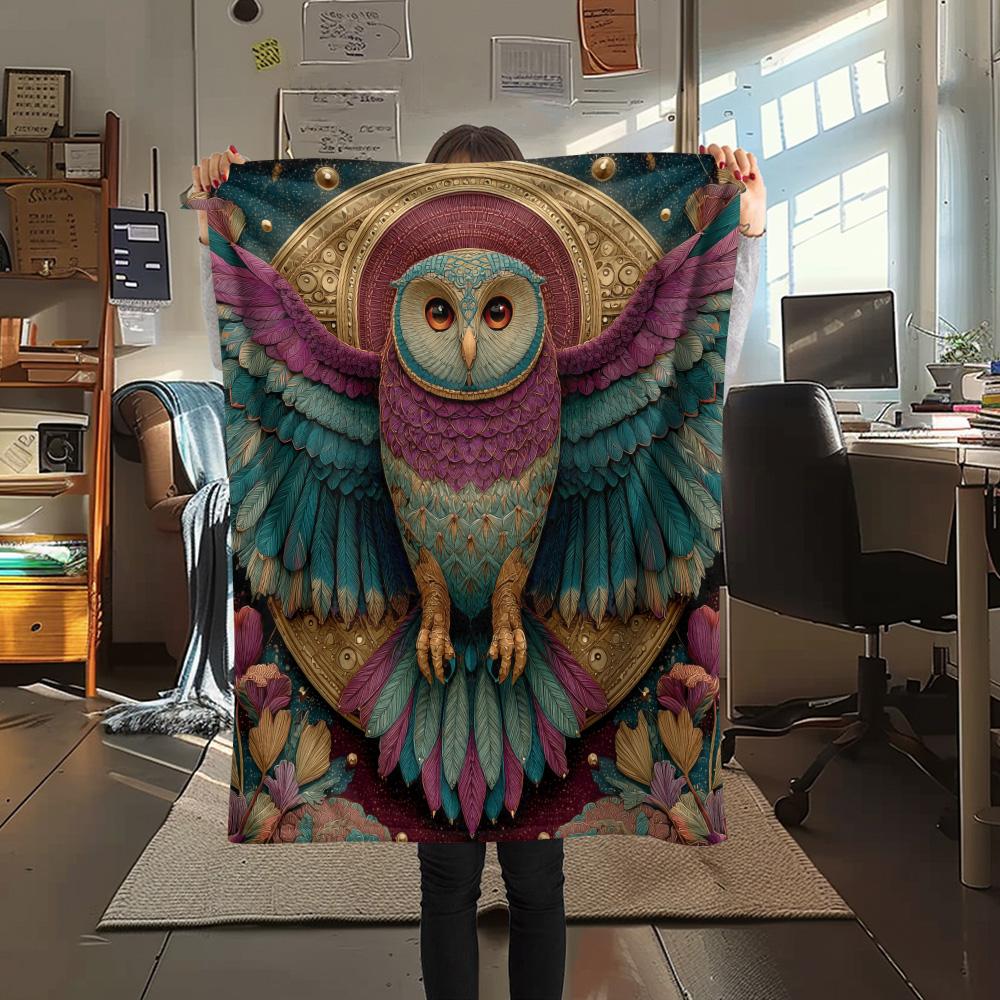 Winged Owl  Print Flannel Blanket, High Quality Comfortable for All Seasons, Home Decor, Warmth and Comfort