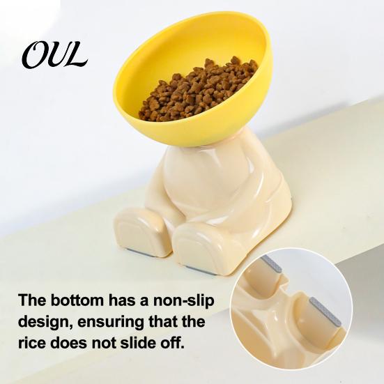 Comfortable Dining Position for Cats Elevated Tilted Cat Bowl, Raised Food Detachable Stable Feeding Station Splashproof Feeder with Non-slip