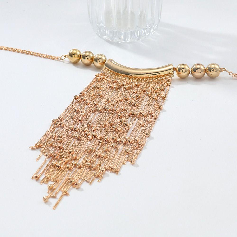 Multi-layer Long Sweater Chain Tassel Bead Bohemian Style Necklace Tassel Long Necklace  Party
