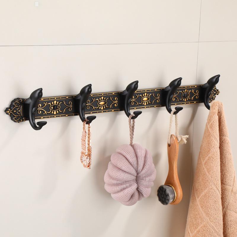 Tuqiu Black Dolphine Bathroom Robe Hook Wall Hooks Aluminum Kitchen Towel Hook Black Key Hat Bag Hanger Holder Clothes Hook