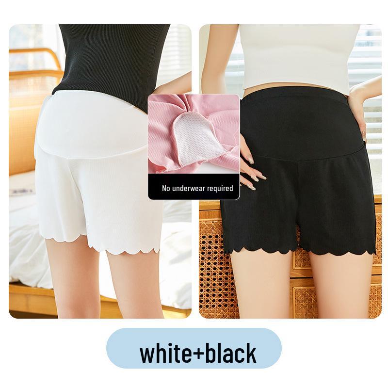 Maternity Ice Silk Safety Pants, Three-Quarter Length, Anti-Exposure, Lightweight for Summer.