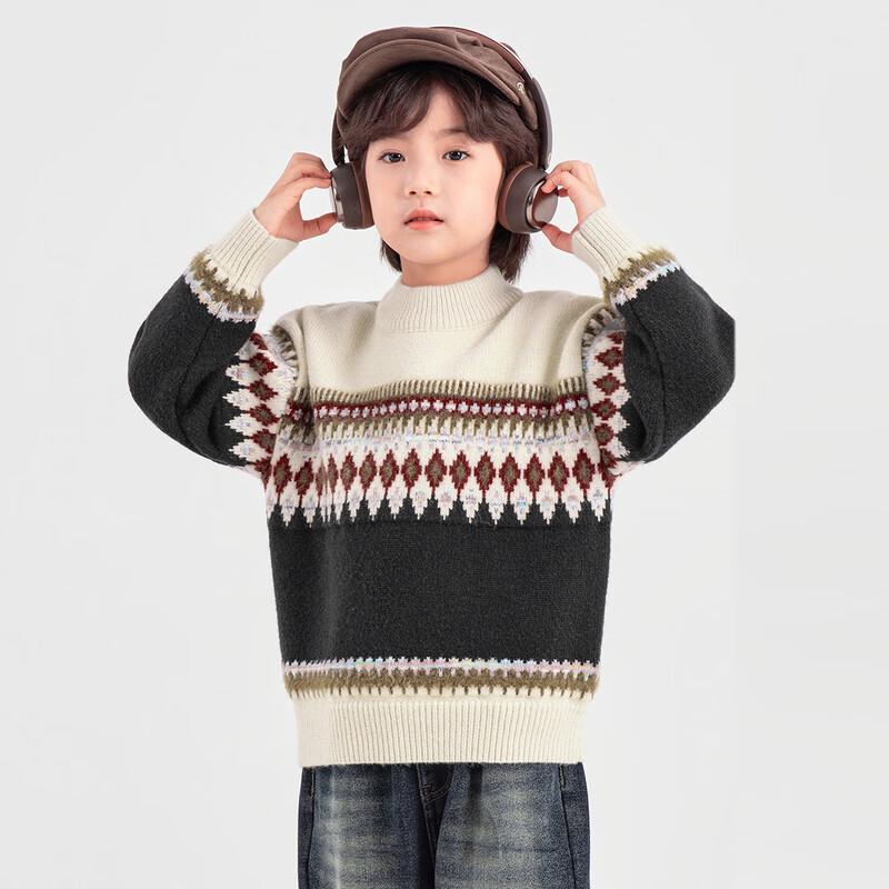 Kids' Retro Fair Isle Color-Block Sweater