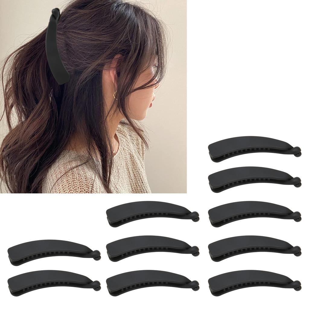 10PCS Black Banana Hair Clip Safe Elegant Sweet Fashionable Flexible Ponytail Holder for Hair Accessories