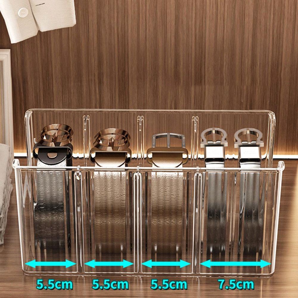 Acrylic Belt Storage Box with Removable Mesh Partition Display Box Waist Tie Scarf Organizer