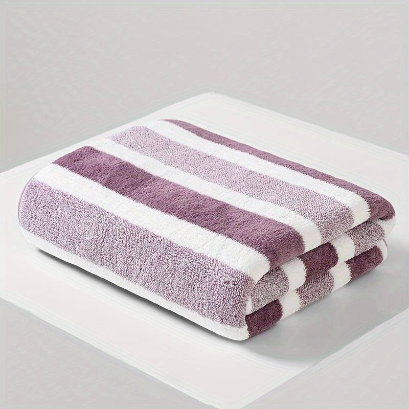 1-Pack Quick-Dry Absorbent Striped Towel for Adults Thick Polyester Blend Bath & Beach Towel with Vibrant Colors, Perfect for Camping, Bathroom