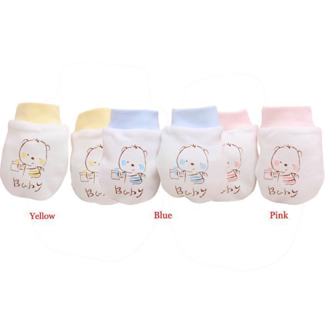 1 Pairs Cute Cartoon Baby Infant Boys Girls  Scratch Mittens Soft Gloves