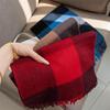 Eleganter karierter Wollschal im koreanischen Stil mit Quasten – Damen Herbst/Winter Halswärmer Geschenk