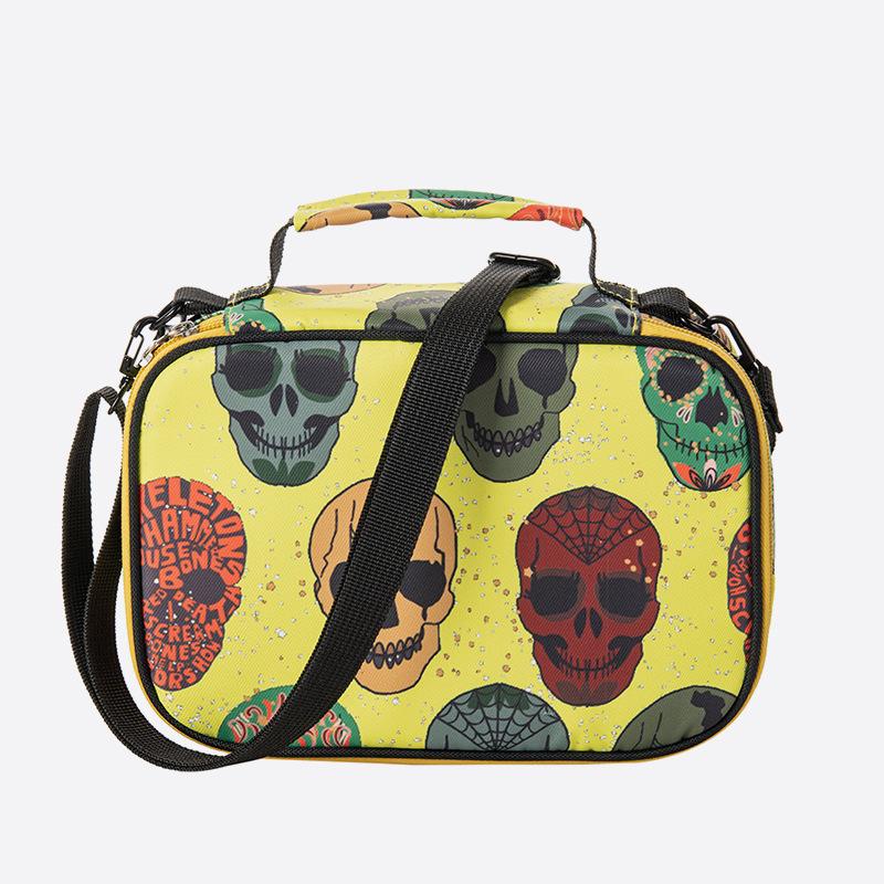 Large-capacity 72-hole Color Lead Watercolor Brush Multi-functional Pencil Bag Detachable Strap Cartoon Skull Pen Bag