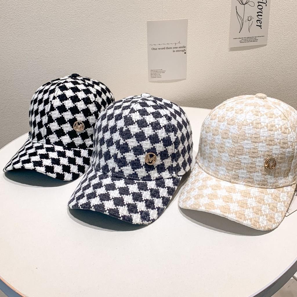 Adjustable Classic Checkered Print Baseball Cap - Lightweight, Sun Protective, Trendy Color Block Design for Womens Daily Use