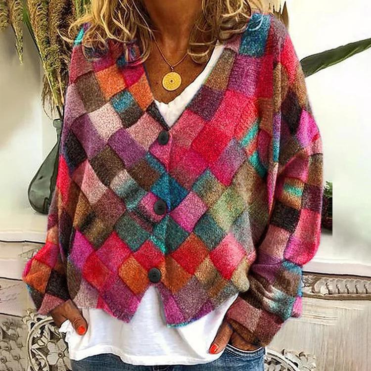 Spot printed women`s cardigan soft sweater