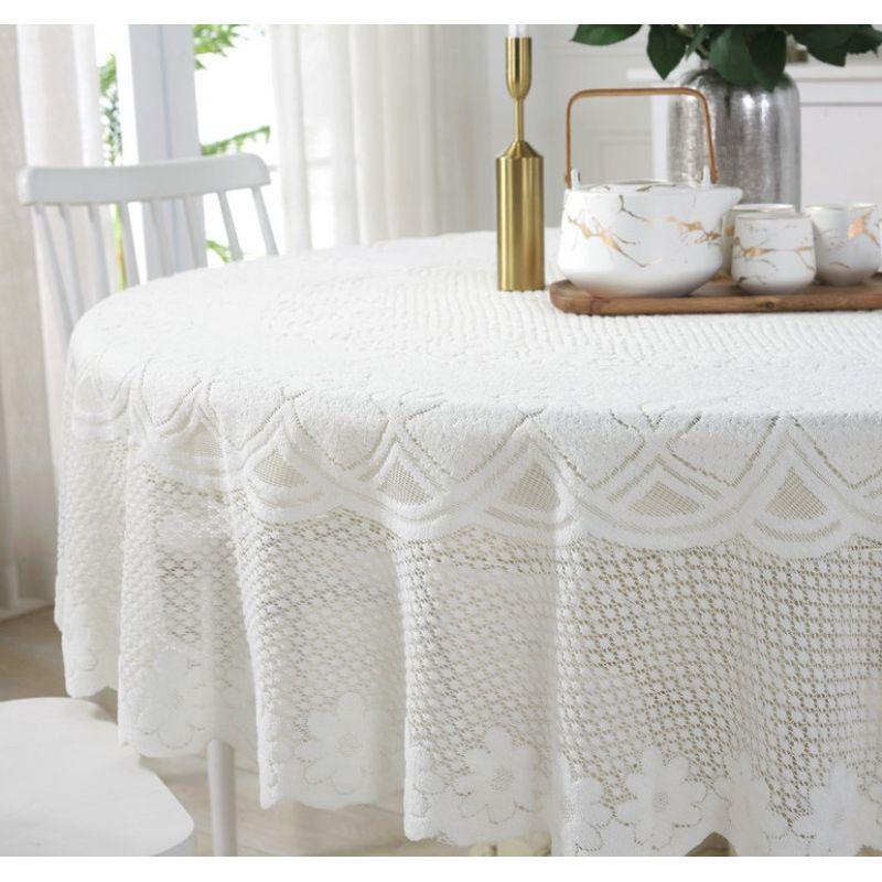 

Lace Tablecloth round White Hollow-out Pastoral Large round Table Fabric Household Restaurant Hotel Pure Color Tablecloth European Style Cut Out plum-beige Tablecloth size diameter 160cm