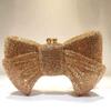 Light Purple Bow Rhinestone Evening Bag Hard Metal Crystal Wedding Handbags Bridal Party Cluches Diamond Women Cocktail Purses