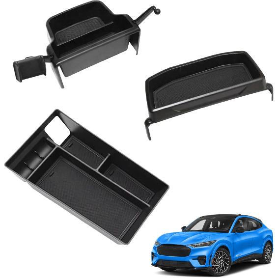 BestEvMod AOSK Compatible with Mustang Mach-E Armrest Storage Box Organizer Center Console Tray Accessories 2021 2022 2023 2024(V1) NOT FIT 2025