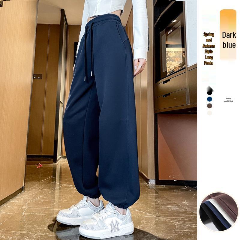 

Женские серые спортивные штаны-фонарики с высокой посадкой - Свободные, с манжетами, приталенного кроя для весны и осени XXL