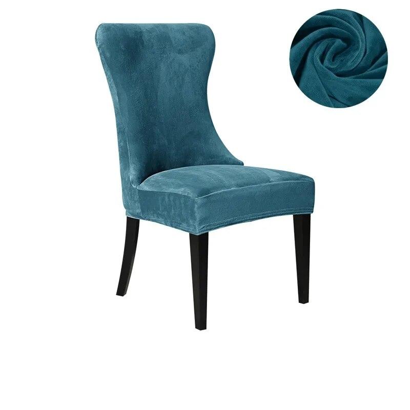 1/6PC Soft Velvet Dining Chair Cover Elastic High Back Armless Chair Cover Dustproof Solid Color Seat Slipcover for Hotel Party