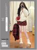 Red Plaid Women's High-Waist A-Line Skirt, Stylish Petite Woolen Skirt for Spring/Autumn 2026.