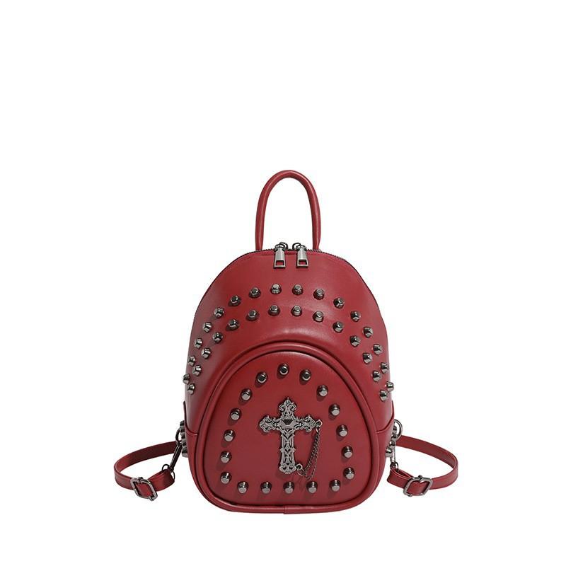 Niche Design Rivet Out Of Street Commuting Small Backpack Women s Retro Punk Style Cross