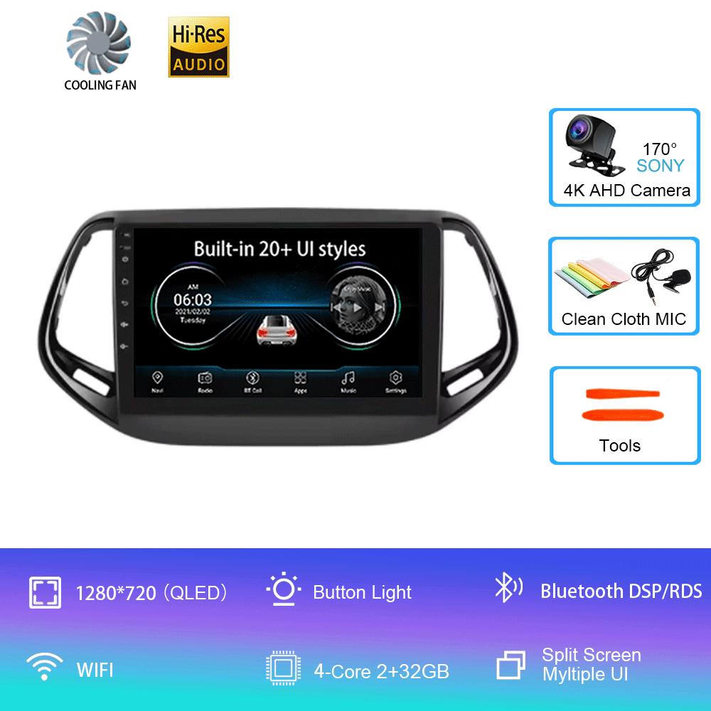 For Jeep Compass 2017 - 2019 360 Camera Head Unit Android 14 Video Player Car Radio Autoradio Multimedia GPS Navigation Monitor