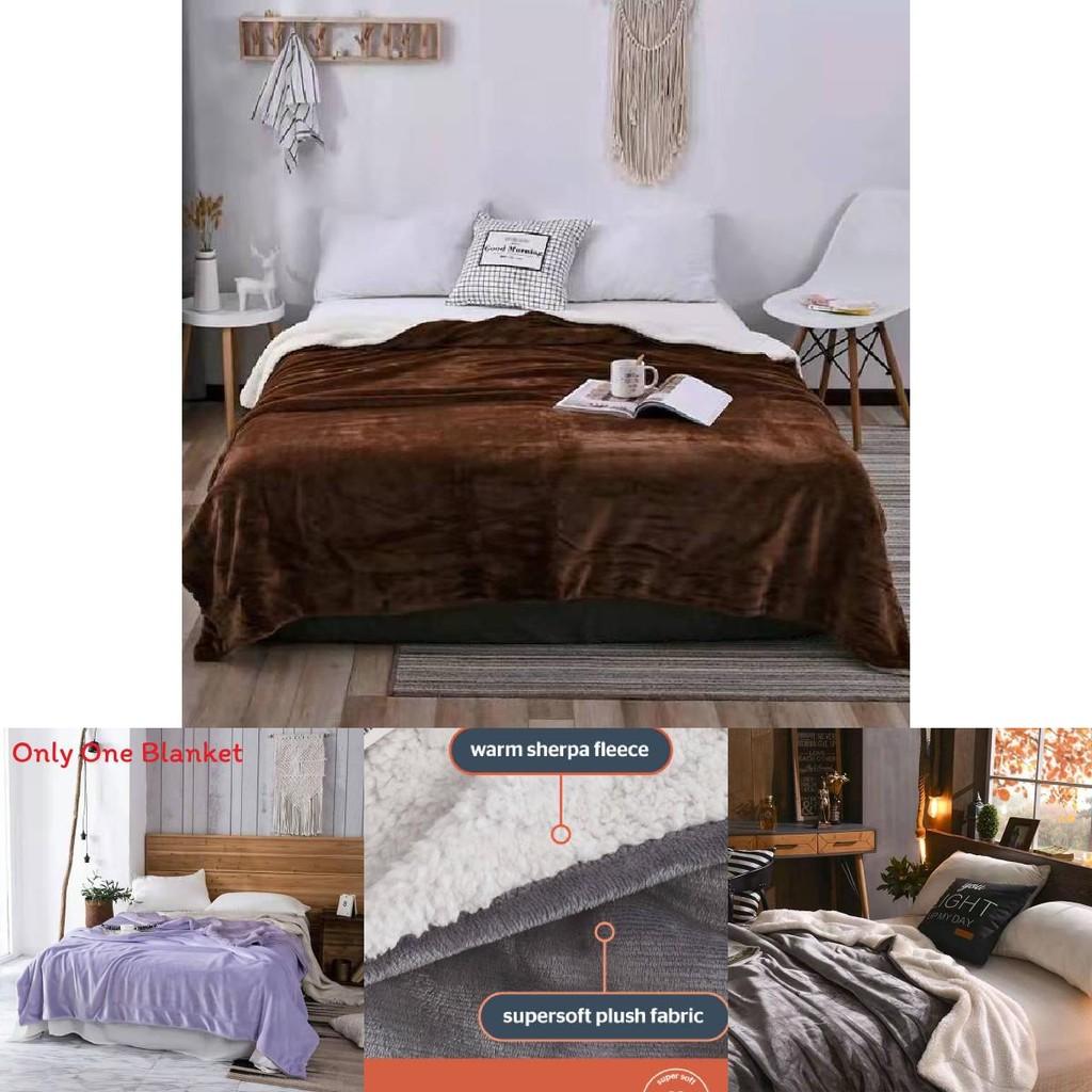 Coral Fleece Double Layer Blanket With Thick Plush Fabric For Winter Home Decor