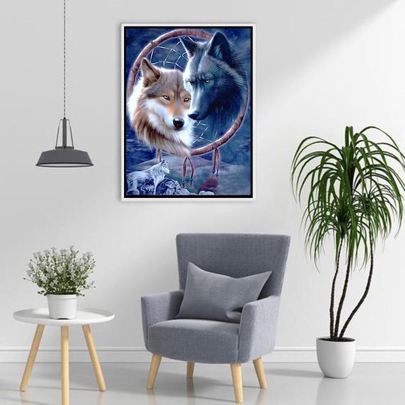 DIY Wolf 5D Diamant Malerei voller runder Bohrer Mosaik Kit Harz Tier Diamont Stickerei Kreuzstich Kits Wand Kunst Geschenk