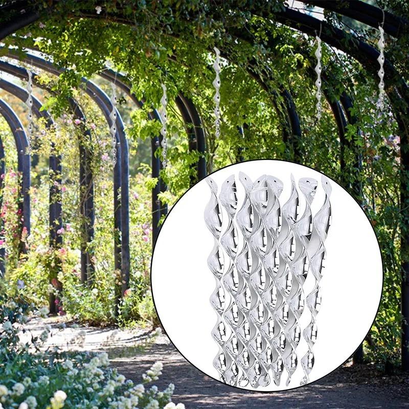 80pcs Bird Repellent Reflective Rods 30cm Scare Birds Repeller Wind Spiral Rotating Rod Hanging Ornaments Home Garden Decor