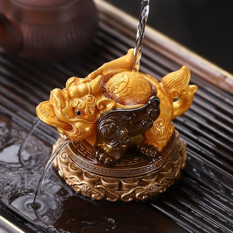 2026New Water Spray Pixiu Tea Pet Ornament Play Table Tray Set Accessories Color-changing Can Be Raised and Turned