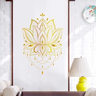 Pegatina de Pared Estilo Europeo Flor de Loto Dorada para Habitación Infantil Dormitorio Sala de Estar Decoración de Pared del Hogar
